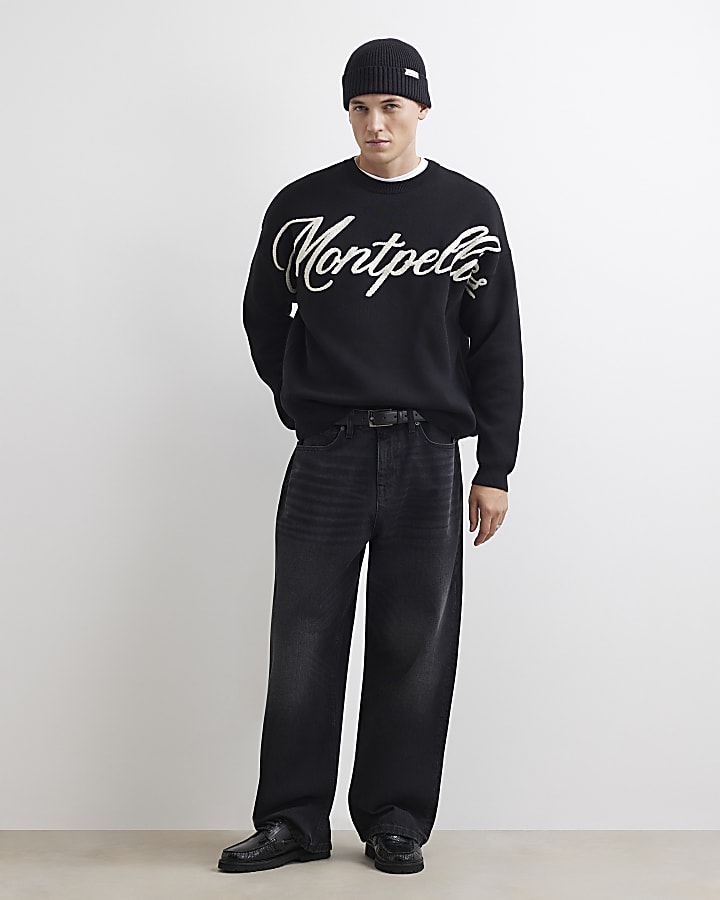 Black Oversized Fit Knit Montpellier Jumper