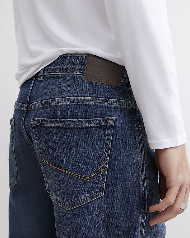 Blue Tapered Fit Dark Wash Jeans