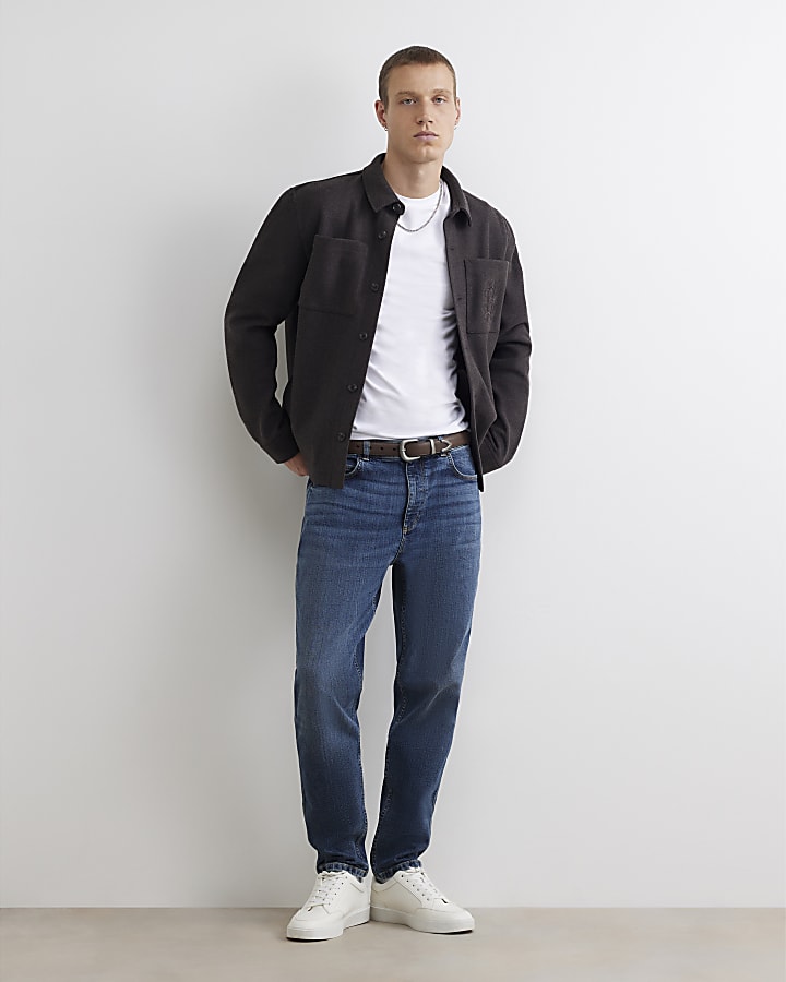Blue Tapered Fit Dark Wash Jeans