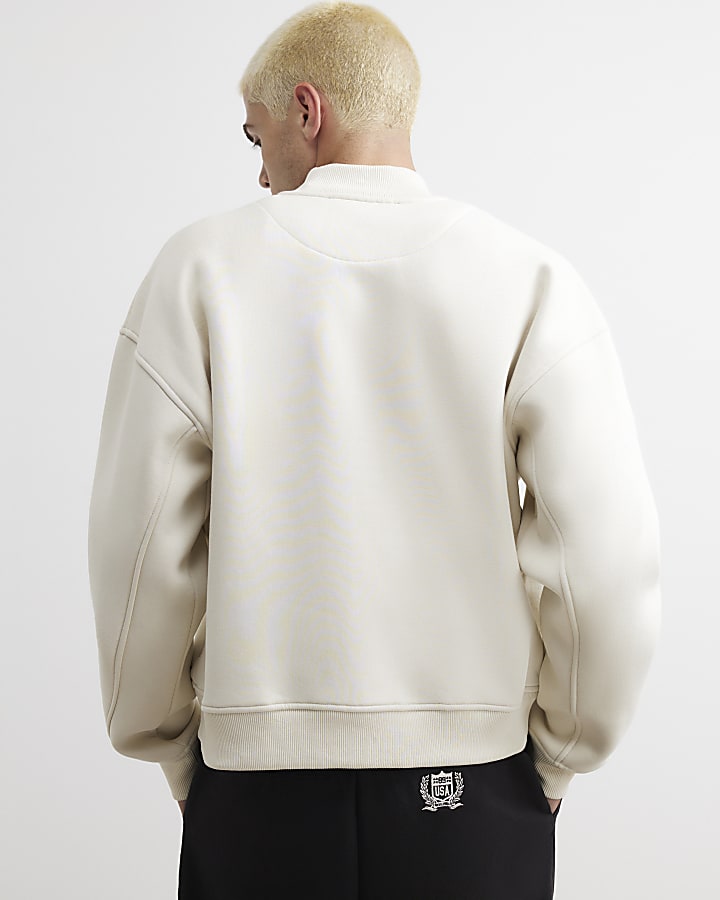Cream Ame Saint Brushback Bomber Jacket