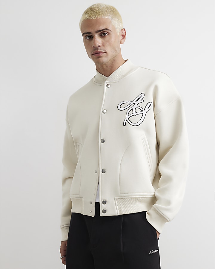 Cream Ame Saint Brushback Bomber Jacket