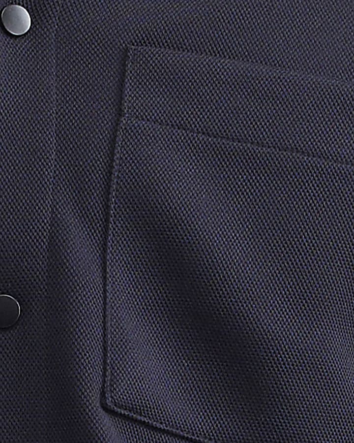 Navy Slim Fit Pique Double Pocket Jacket