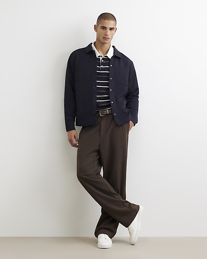 Navy Slim Fit Pique Double Pocket Jacket