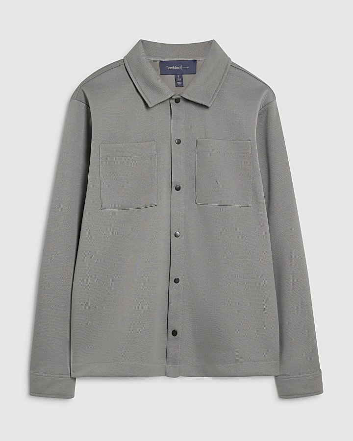 Grey Slim Fit Pique Double Pocket Jacket