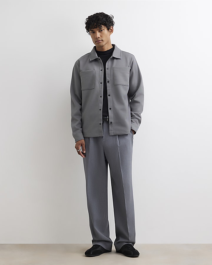 Grey Slim Fit Pique Double Pocket Jacket