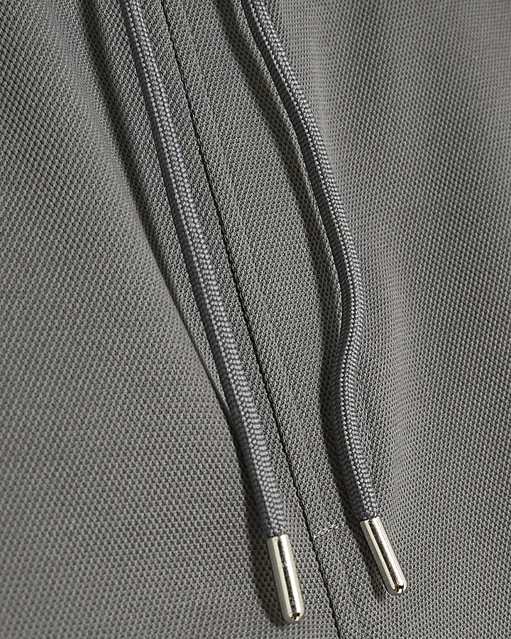 Grey Slim Fit Cotton Turn Up Hem Joggers