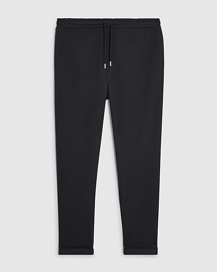 Navy Slim Fit Cotton Turn Up Hem Joggers