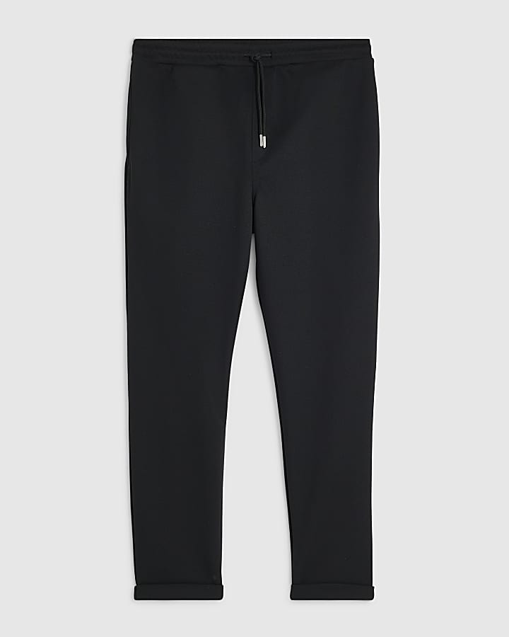 Black Slim Fit Turn Up Hem Joggers