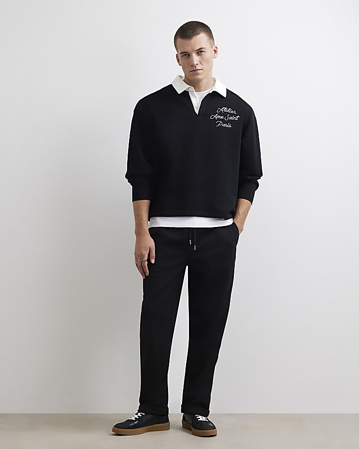 Grey Slim Fit Cotton Turn Up Hem Joggers