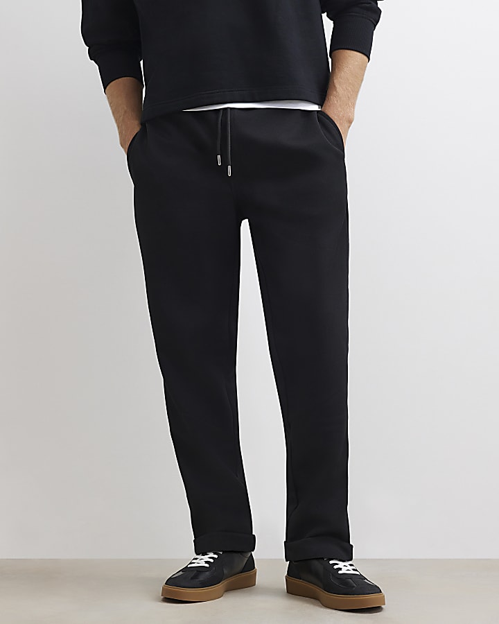 Grey Slim Fit Cotton Turn Up Hem Joggers