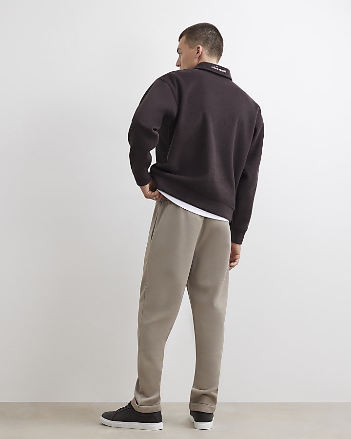 Stone Slim Fit Pique Turnup Hem Joggers