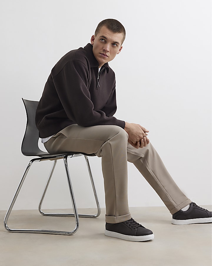 Stone Slim Fit Pique Turnup Hem Joggers