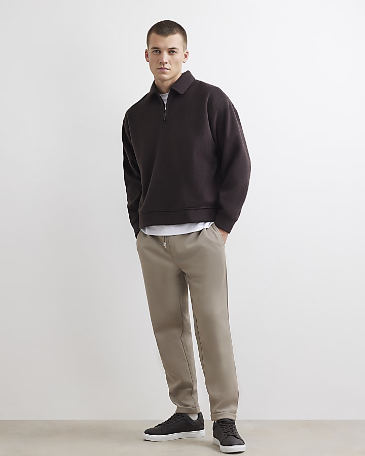 Stone Slim Fit Pique Turnup Hem Joggers