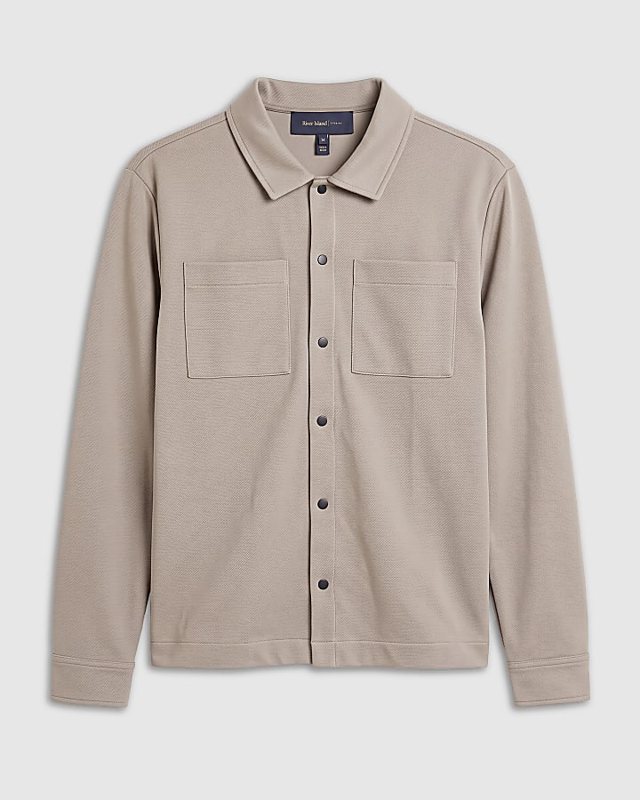 Beige Slim Fit Pique Double Pocket Jacket