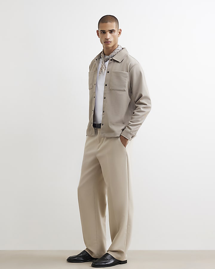 Beige Slim Fit Pique Double Pocket Jacket