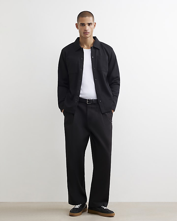 Black Slim Fit Pique Double Pocket Jacket