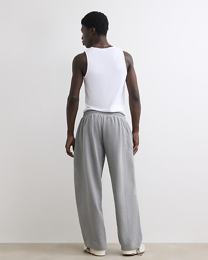 Grey Super Wide Barrel Leg Joggers