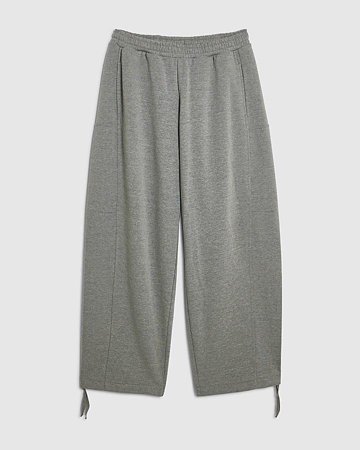 Grey Super Wide Barrel Leg Joggers
