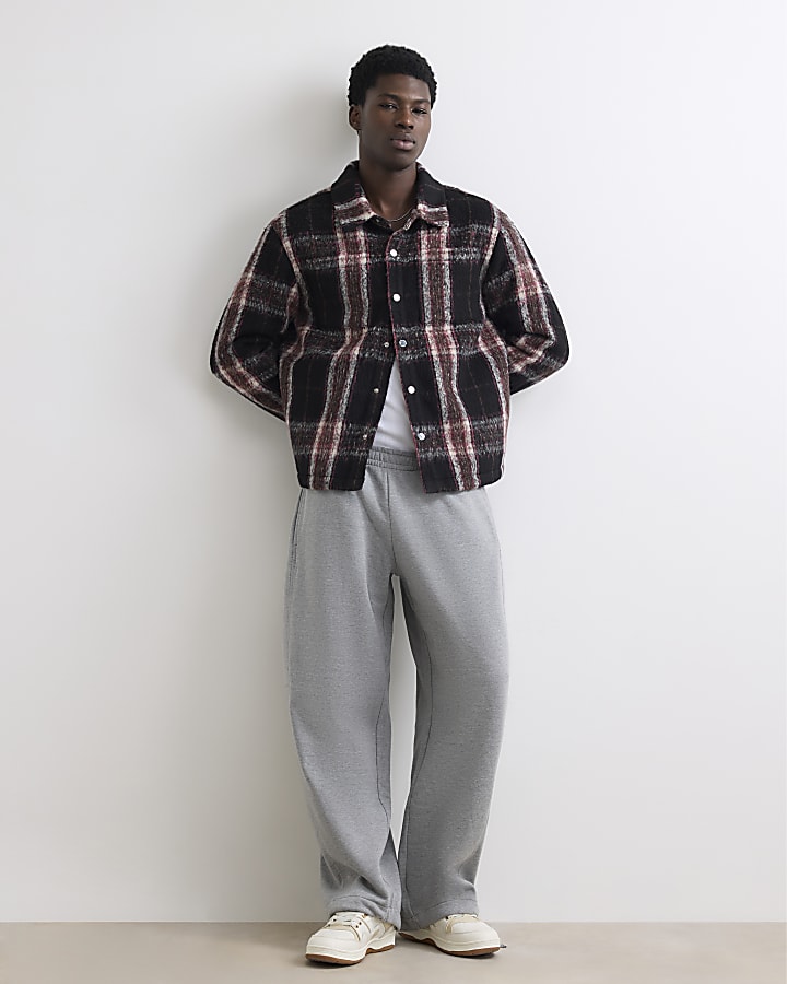 Grey Super Wide Barrel Leg Joggers