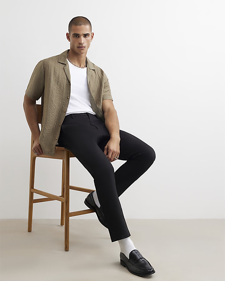 Black Slim Fit Chino Trousers