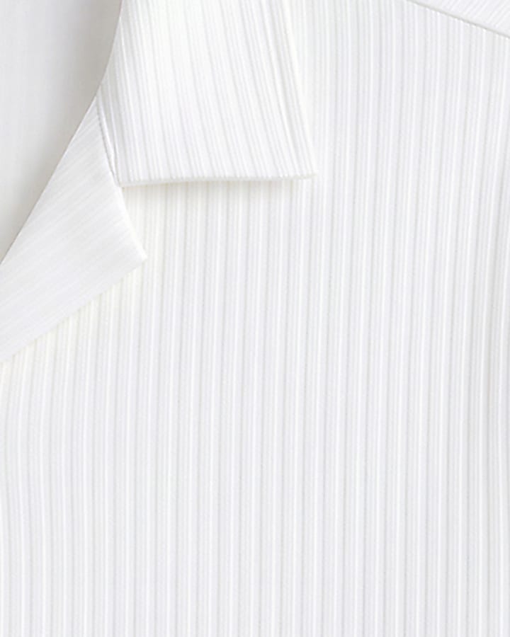White Muscle Fit Cotton Ottoman Shirt