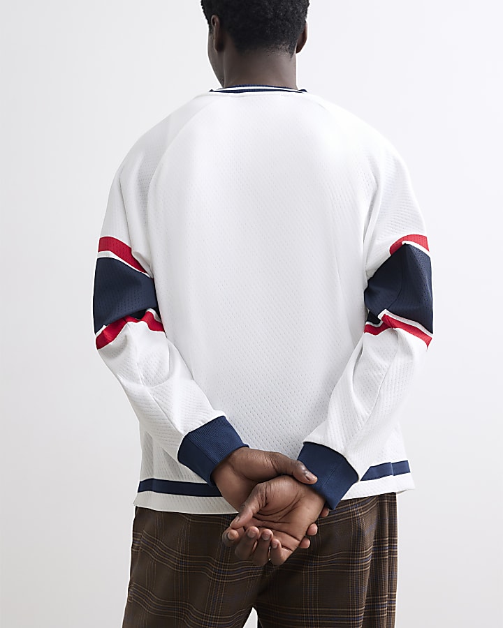 Ecru Oversized Fit Hockey Sweatshirt