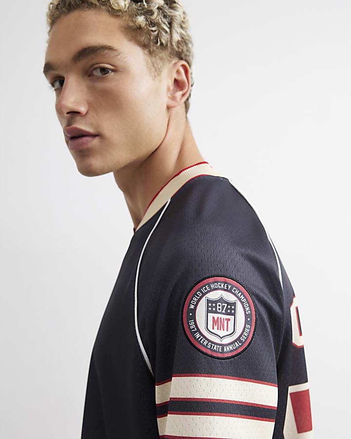 Black V Neck Mesh 76 Toronto Hockey Top