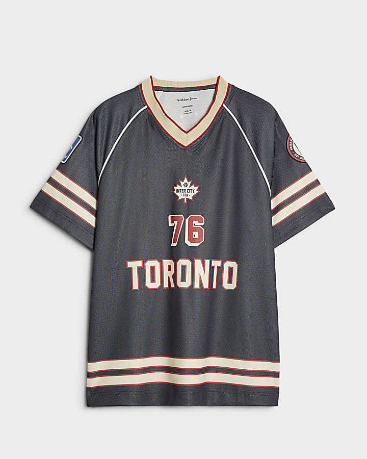 Black V Neck Mesh 76 Toronto Hockey Top
