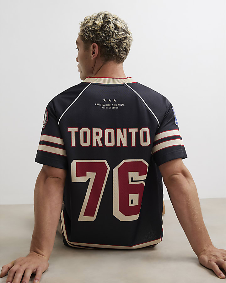Black V Neck Mesh 76 Toronto Hockey Top