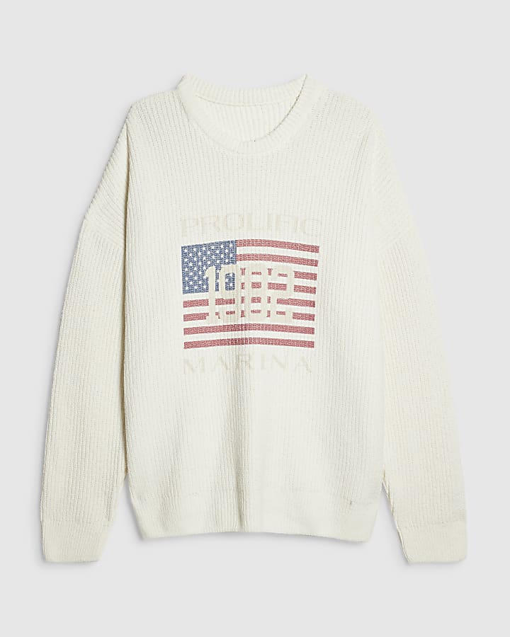 Beige Knit Prolific Regatta Crew Jumper