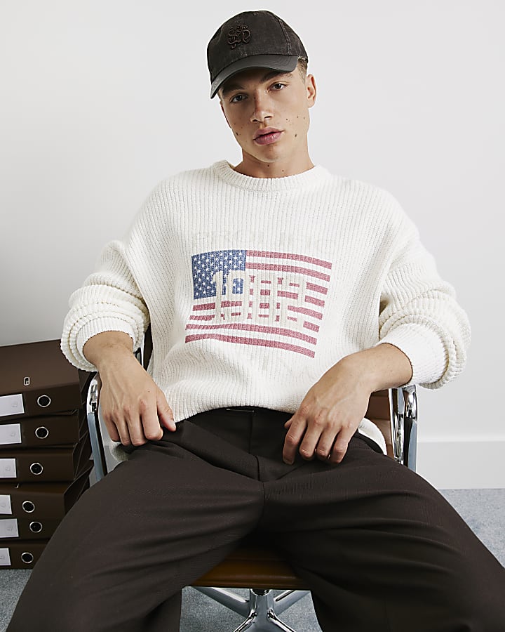 Beige Knit Prolific Regatta Crew Jumper