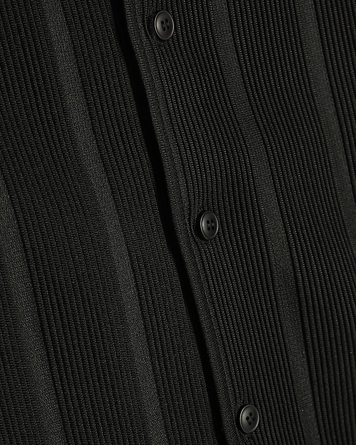 Black Boxy Fit Plisse Shirt