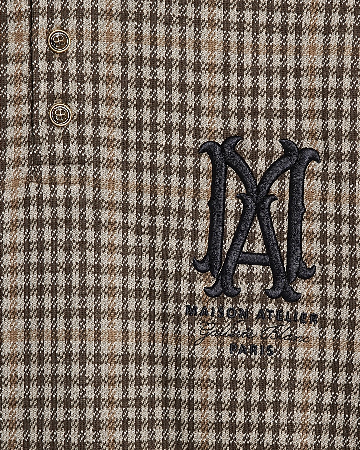 Beige Regular Fit Check Polo Shirt