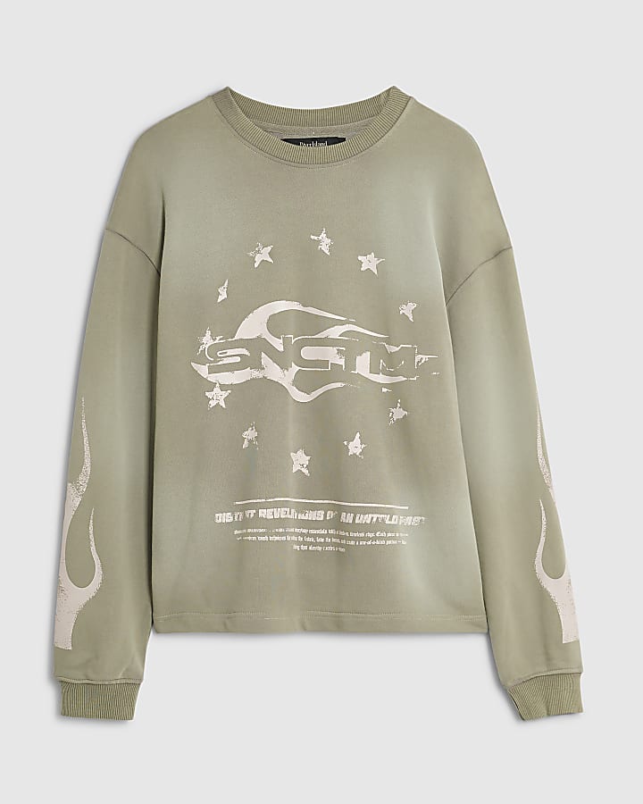 Khaki Cotton Blend Flame T-Shirt