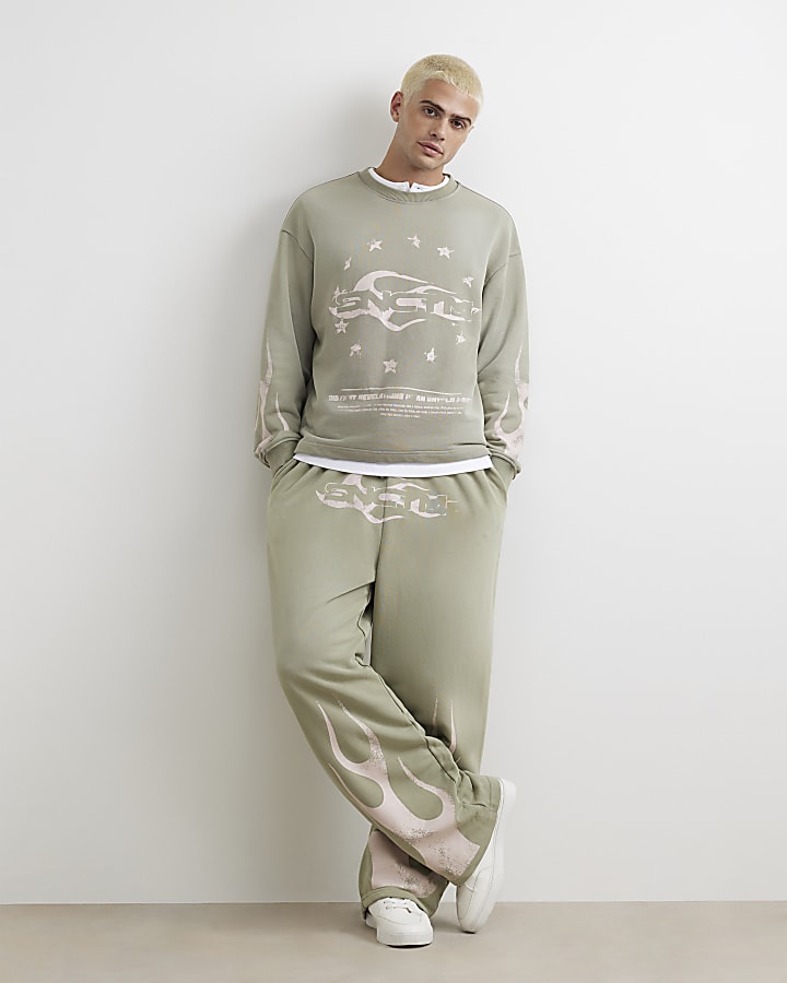Khaki Cotton Blend Flame T-Shirt
