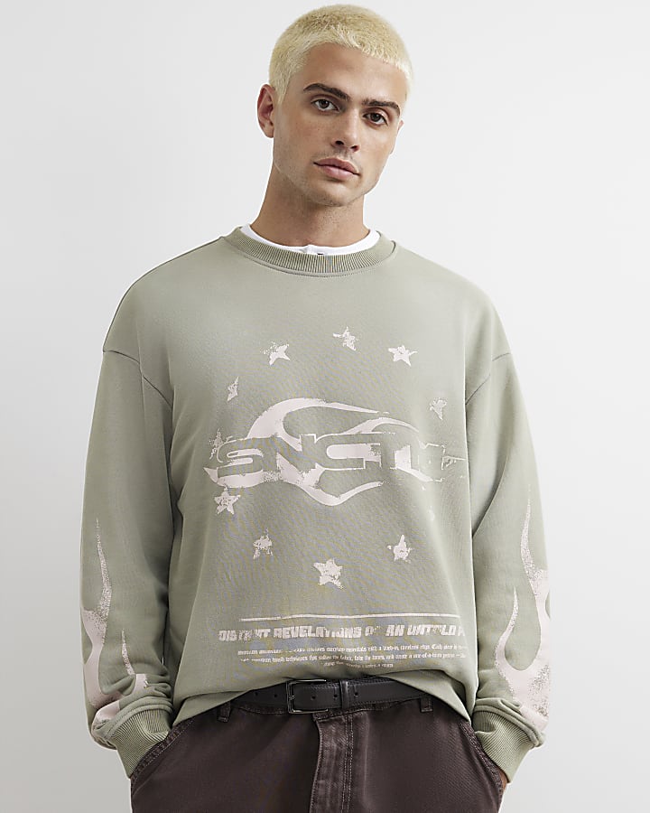 Khaki Cotton Blend Flame T-Shirt