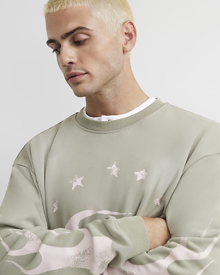 Khaki Cotton Blend Flame T-Shirt
