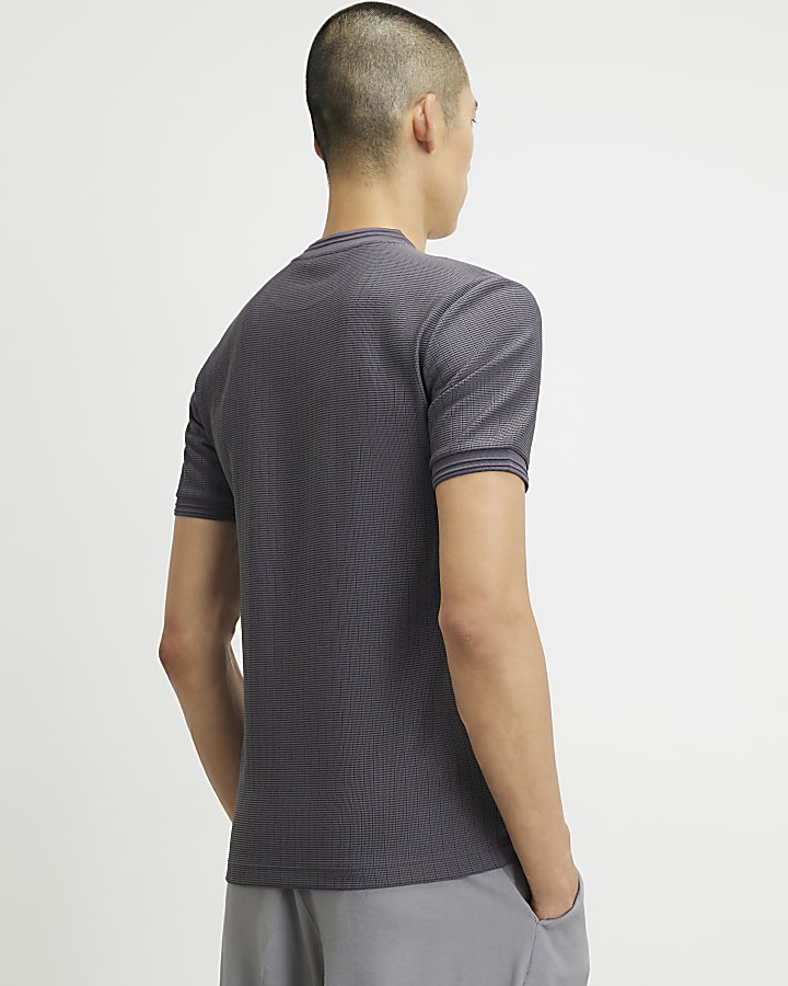 Grey Muscle Fit Textured T-Shirt