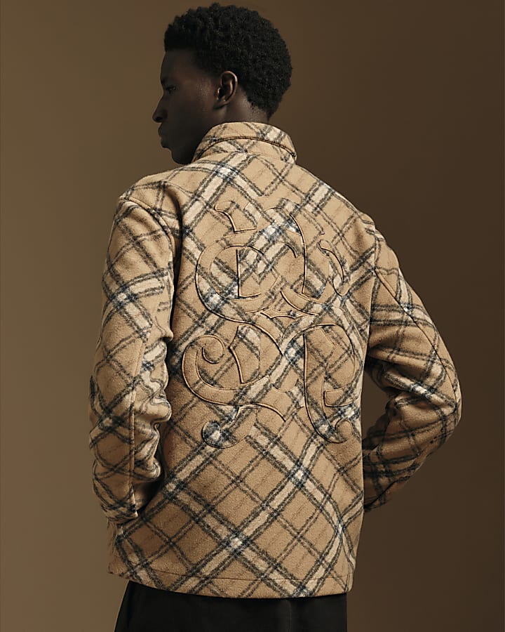 Brown Long Sleeve Check Overshirt
