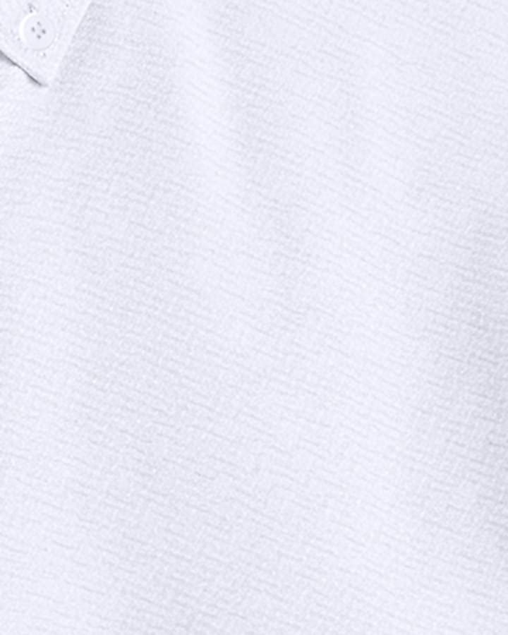 White Muscle Fit Textured Long Sleeve Shirt