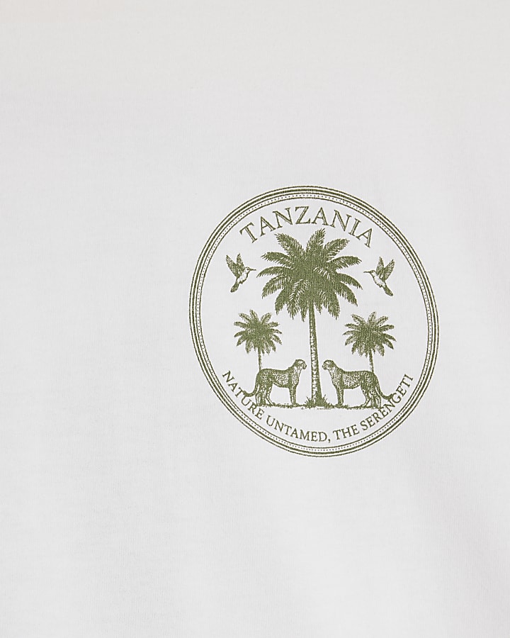 White Regular Fit Tanzania Palm Tree T-Shirt
