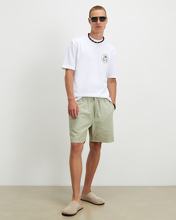 White Regular Fit Tanzania Palm Tree T-Shirt