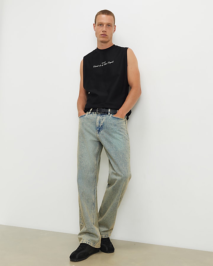 Black Regular Fit F1 Car Scenic Tank Top