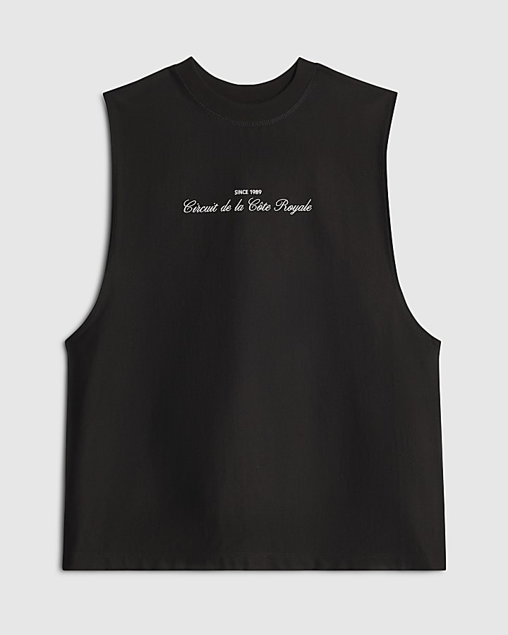 Black Regular Fit F1 Car Scenic Tank Top