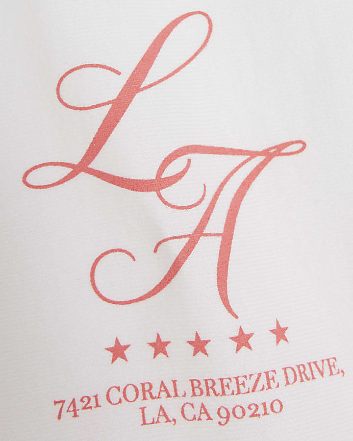 White Regular Fit LA Palm Tree Car Tank Top