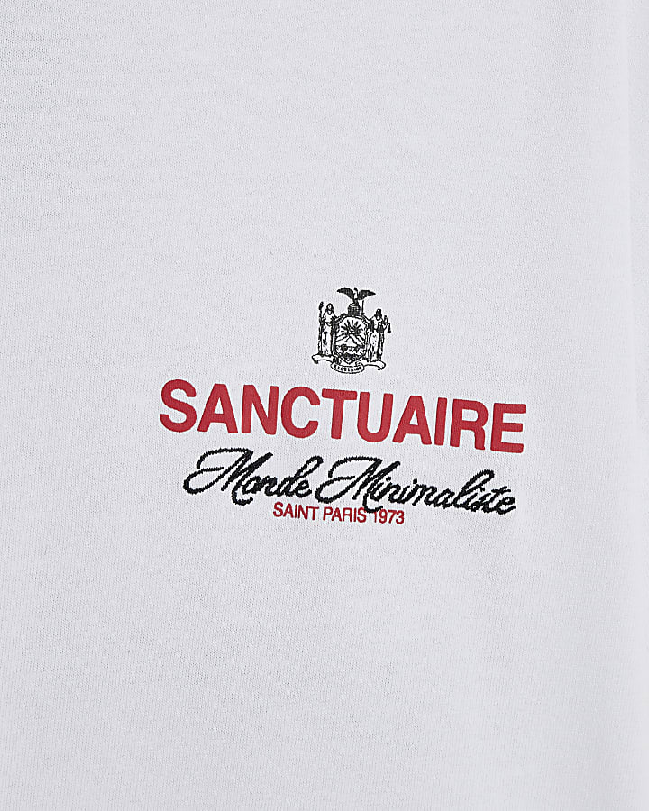 White Cotton Sanctuaire Crest T-Shirt