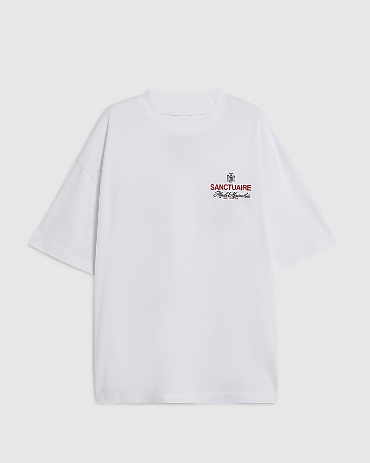 White Cotton Sanctuaire Crest T-Shirt