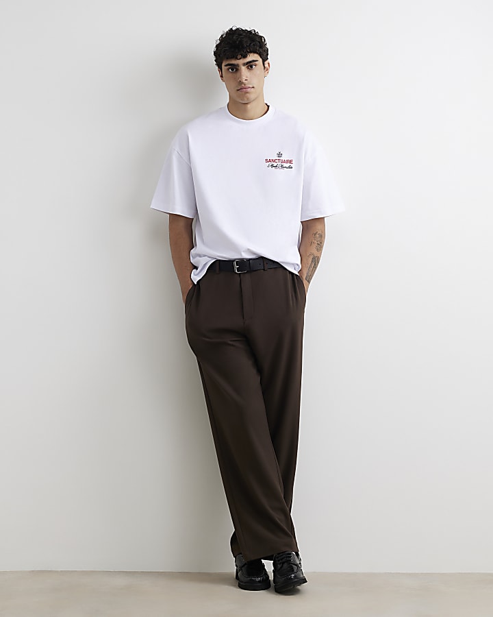 White Cotton Sanctuaire Crest T-Shirt