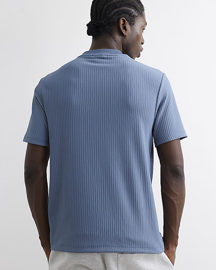Blue Vertical Textured T-Shirt