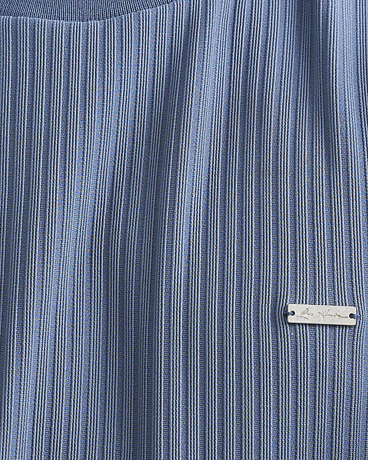 Blue Vertical Textured T-Shirt